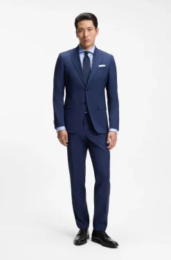 Slim-fit shirt in easy-iron striped stretch cotton