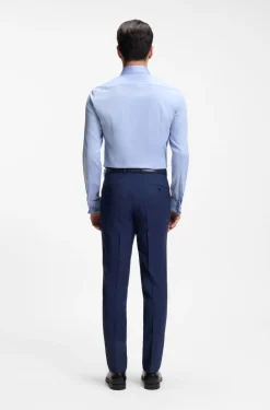Slim-fit shirt in easy-iron striped stretch cotton
