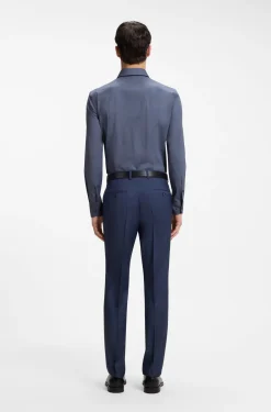 Slim-fit shirt in easy-iron stretch-cotton poplin