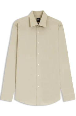 Slim-fit shirt in easy-iron stretch-cotton poplin
