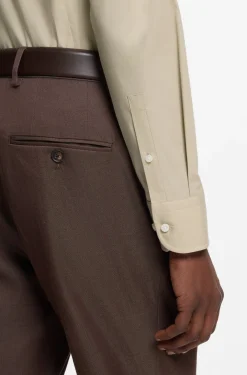Slim-fit shirt in easy-iron stretch-cotton poplin