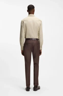 Slim-fit shirt in easy-iron stretch-cotton poplin