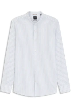 Slim-fit shirt in herringbone-stripe cotton
