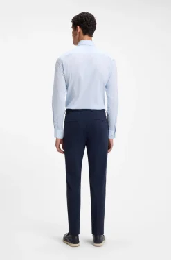 Slim-fit shirt in high-performance striped poplin