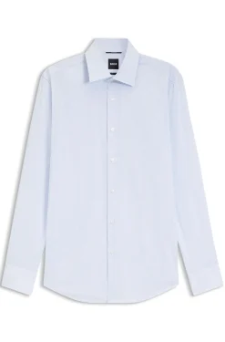 Slim-fit shirt in high-performance striped poplin