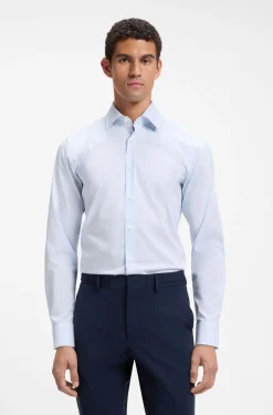 Slim-fit shirt in high-performance striped poplin