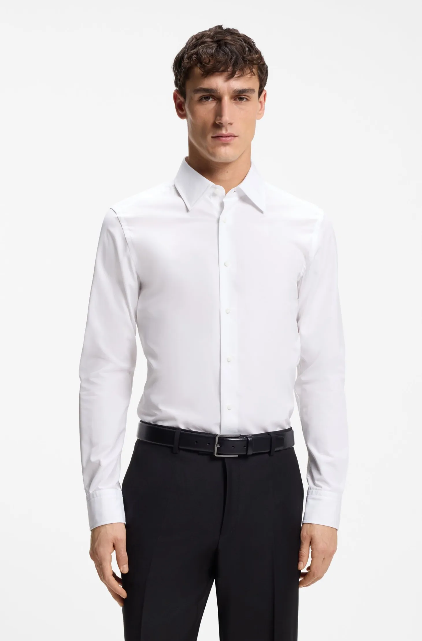 Slim-fit shirt in Italian cotton poplin