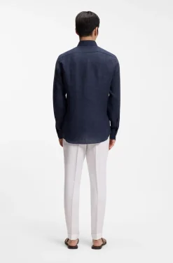 Slim-fit shirt in Italian-made linen