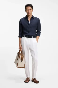 Slim-fit shirt in Italian-made linen