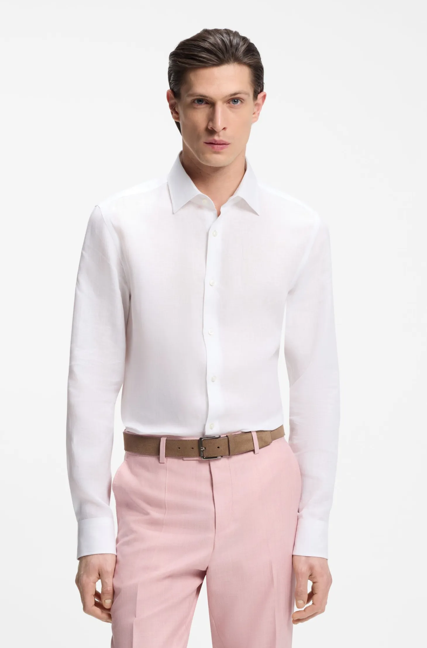 Slim-fit shirt in Italian-made linen