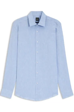 Slim-fit shirt in Italian-made linen