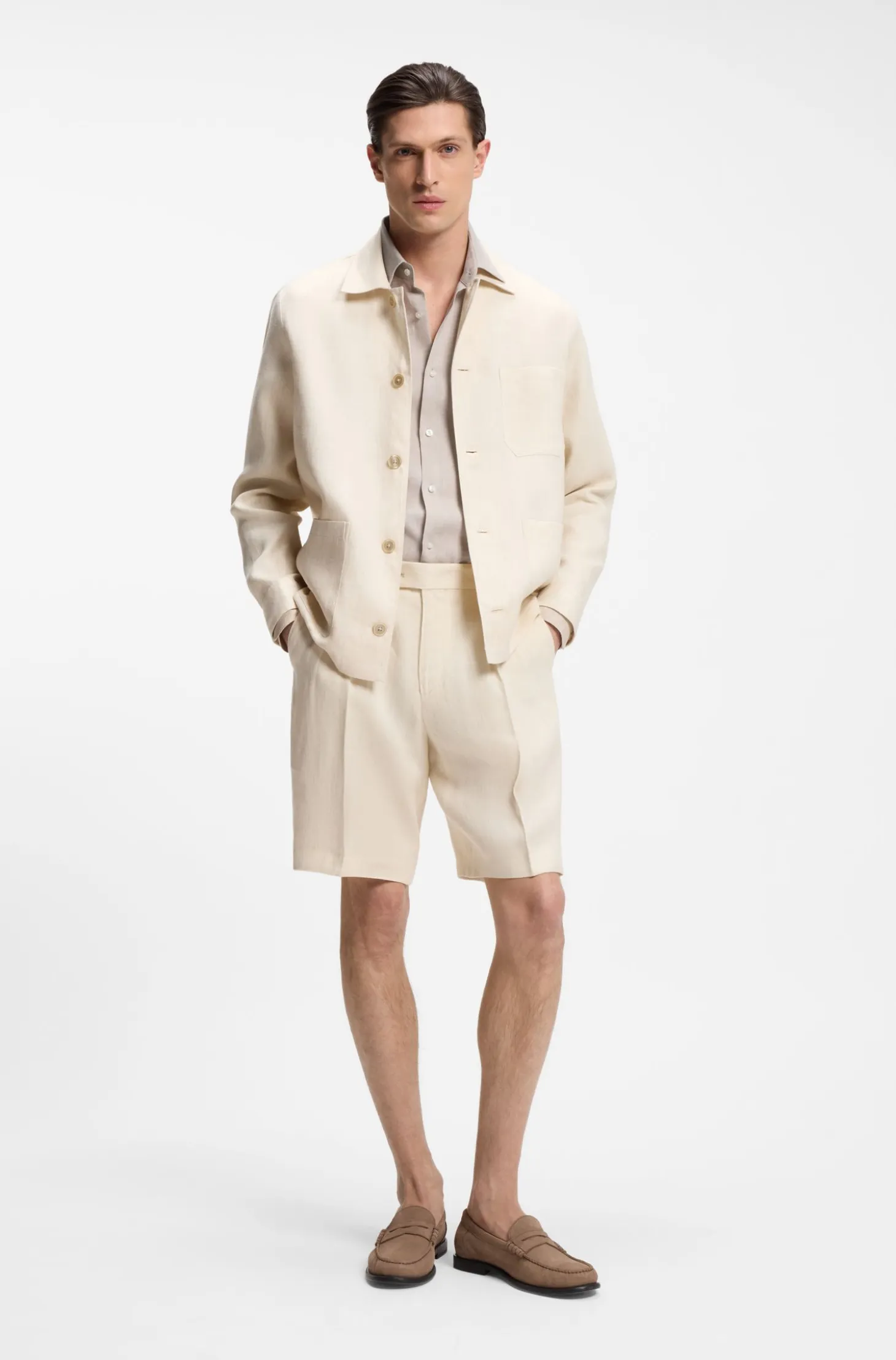 Slim-fit shirt in Italian-made linen