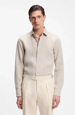 Slim-fit shirt in Italian-made linen