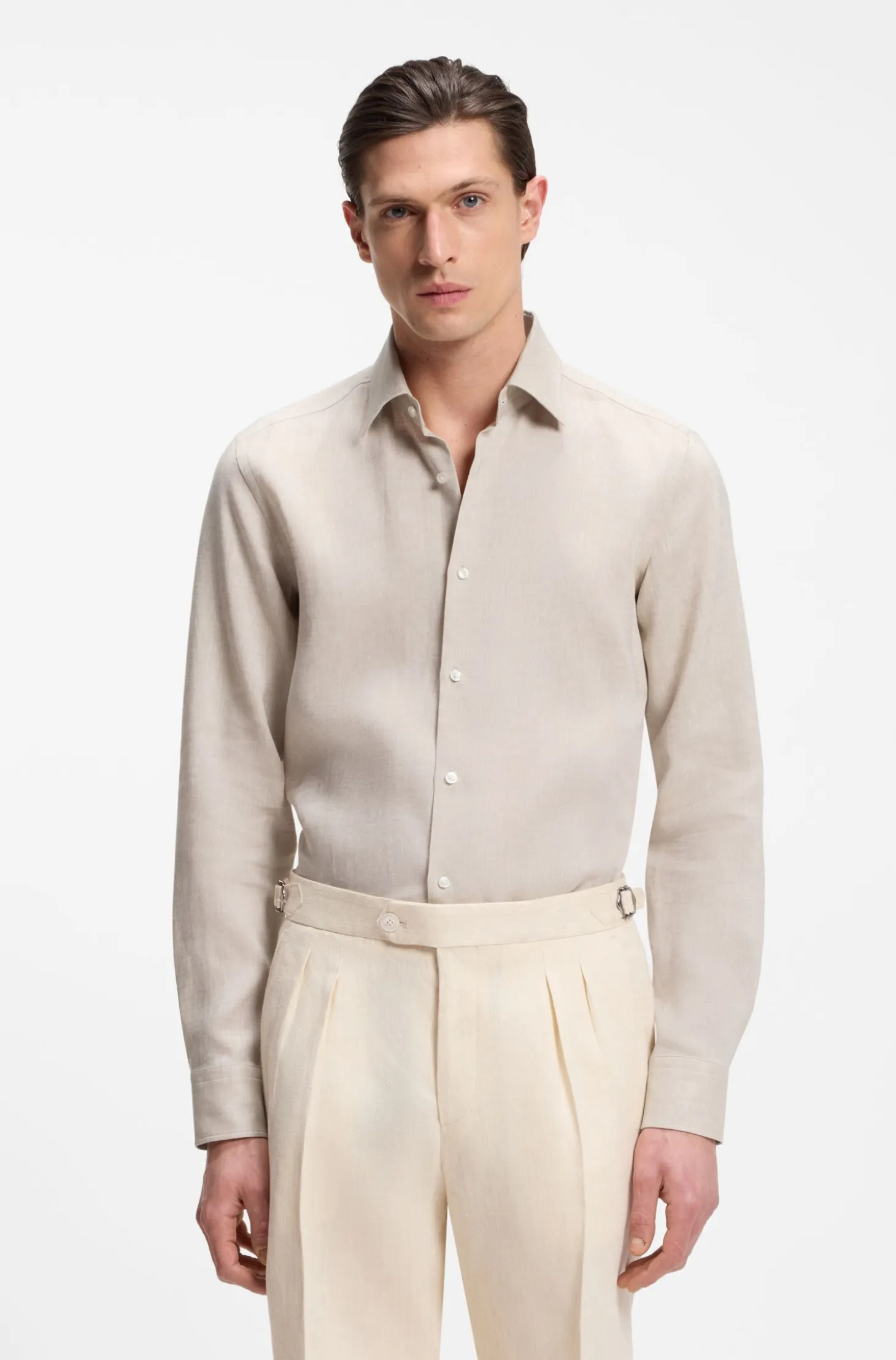 Slim-fit shirt in Italian-made linen