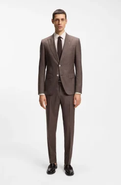 Slim-fit shirt in linen-blend twill