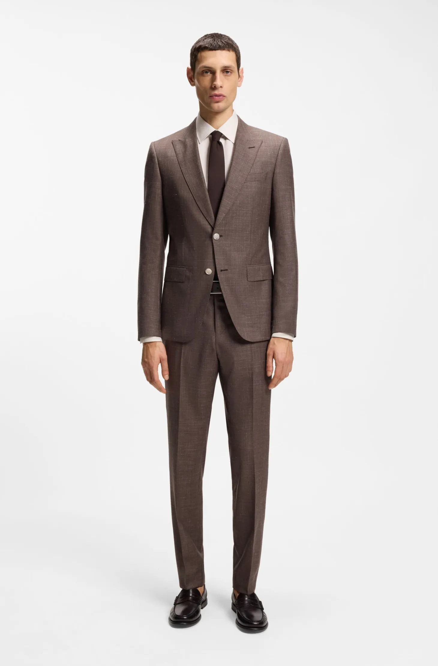 Slim-fit shirt in linen-blend twill