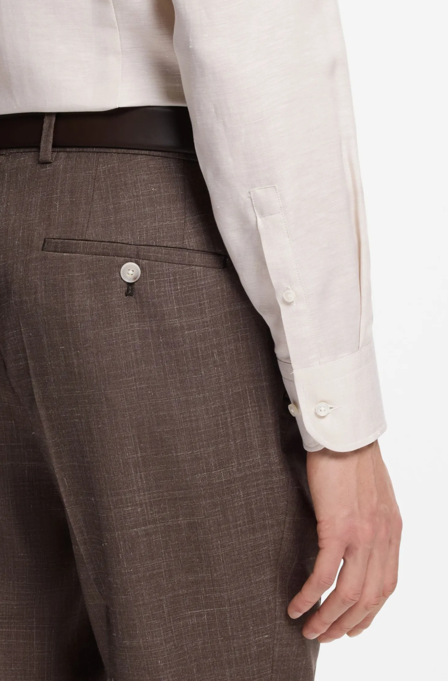 Slim-fit shirt in linen-blend twill