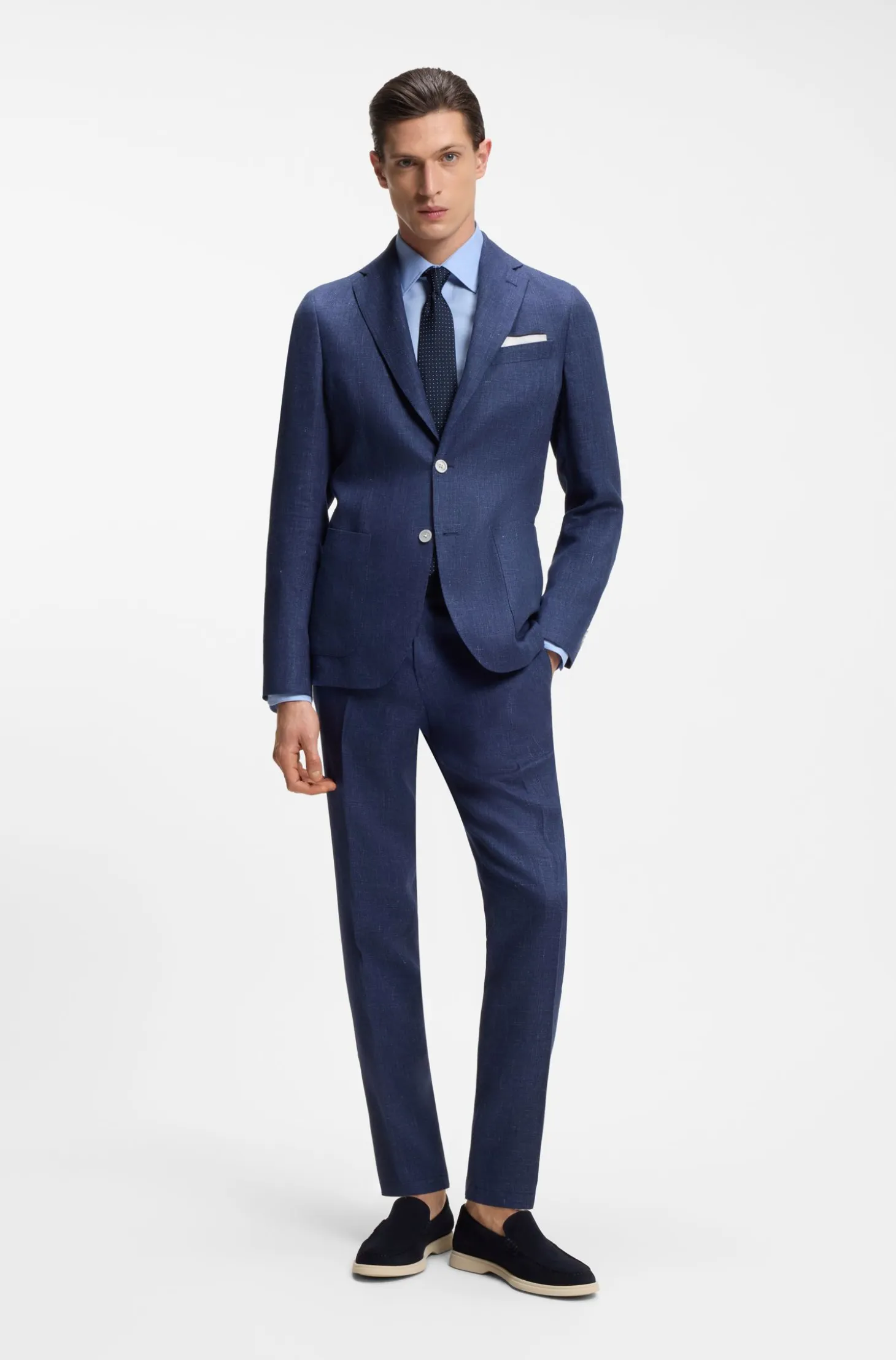 Slim-fit shirt in linen-blend twill