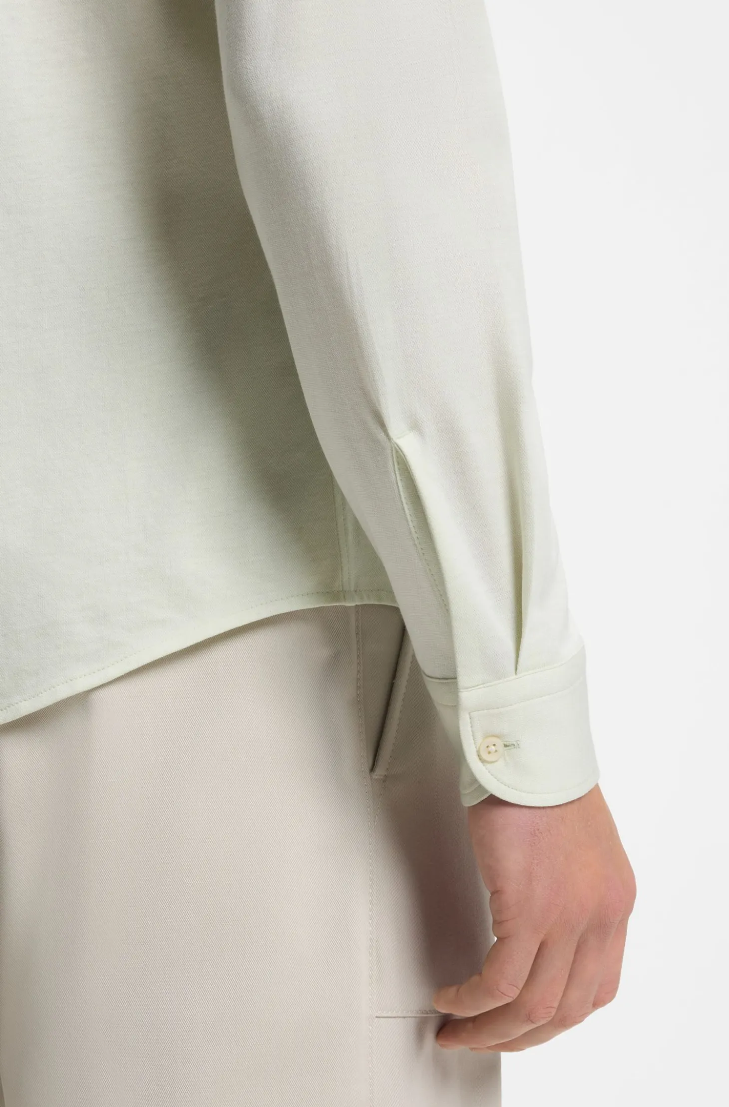 Slim-fit shirt in melange cotton jersey