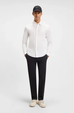 Slim-fit shirt in melange cotton jersey
