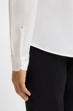 Slim-fit shirt in melange cotton jersey