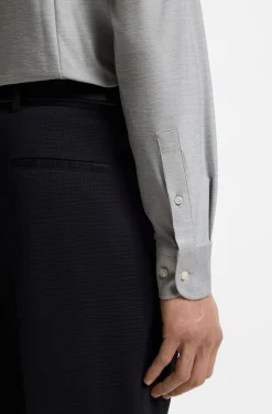 Slim-fit shirt in mouliné performance-stretch jersey