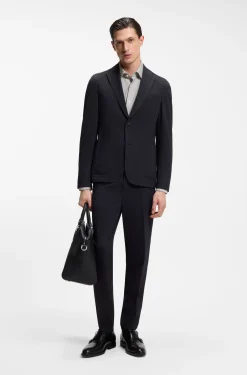 Slim-fit shirt in mouliné performance-stretch jersey
