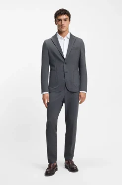 Slim-fit shirt in performance-stretch structured jersey