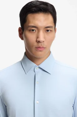 Slim-fit shirt in performance-stretch structured jersey