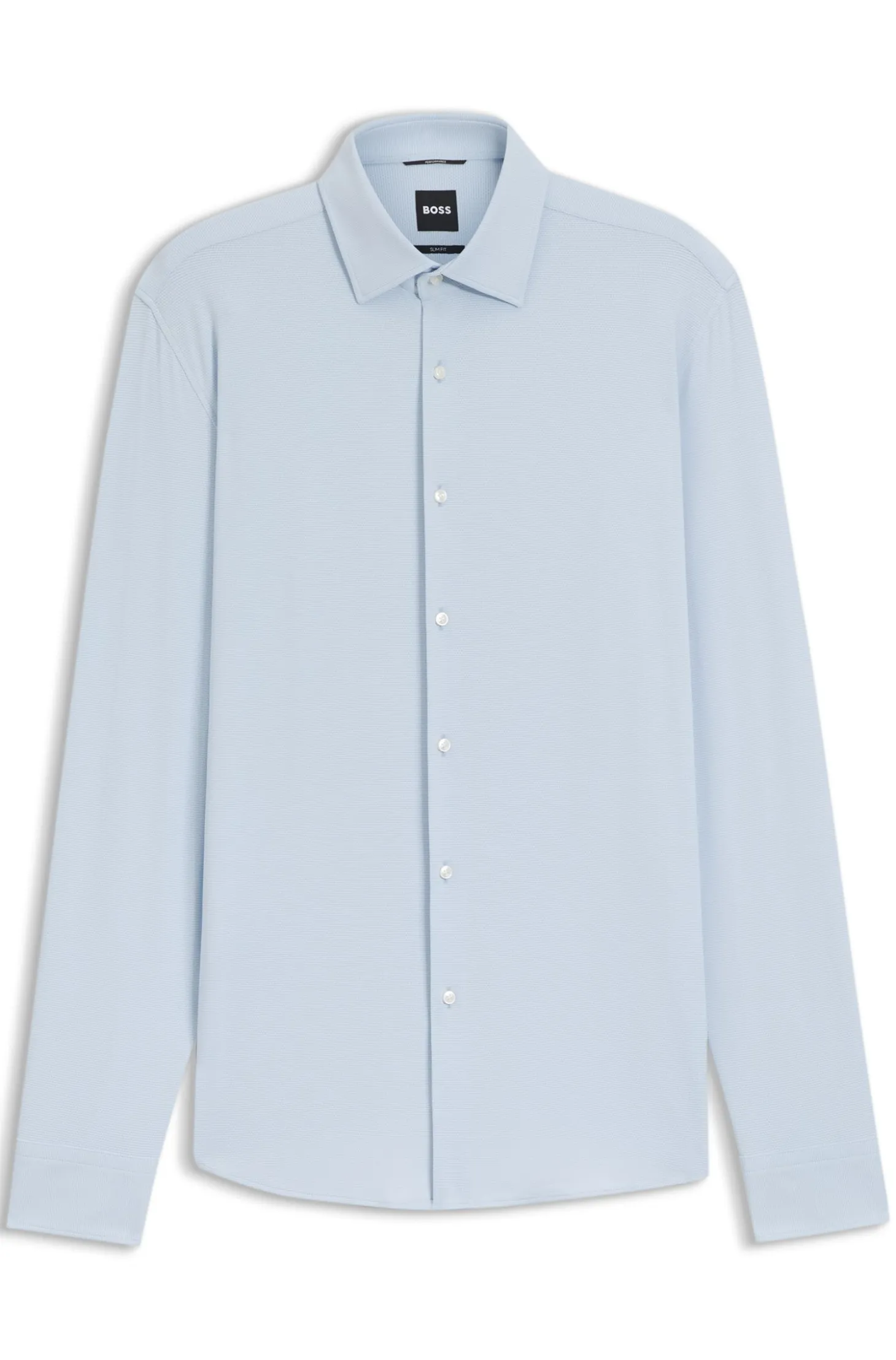 Slim-fit shirt in performance-stretch structured jersey