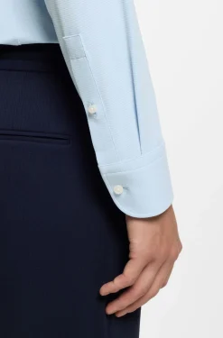 Slim-fit shirt in performance-stretch structured jersey