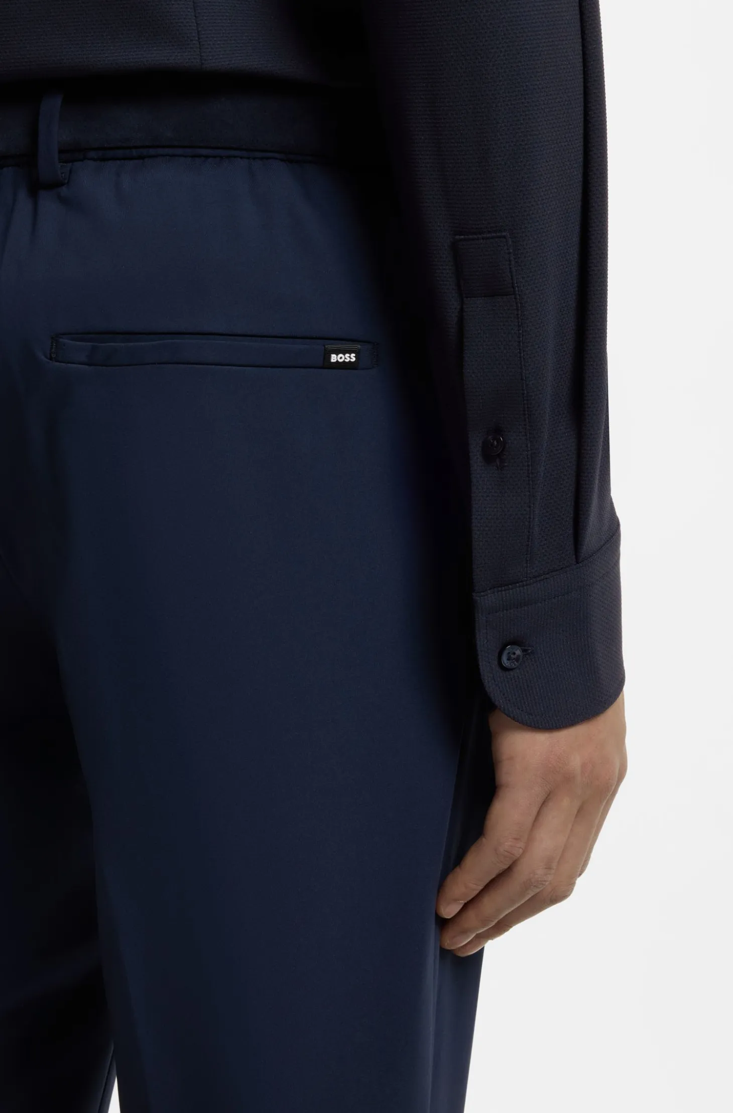 Slim-fit shirt in performance-stretch structured jersey