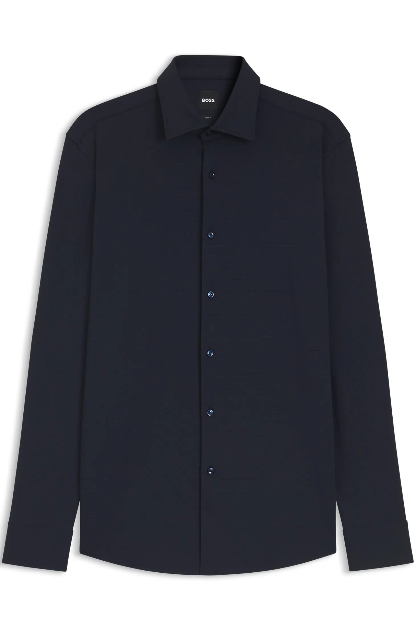 Slim-fit shirt in performance-stretch structured jersey