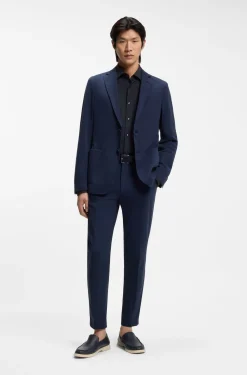 Slim-fit shirt in performance-stretch structured jersey