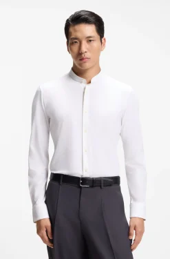 Slim-fit shirt in performance-stretch jersey