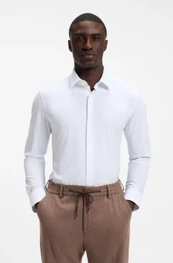 Slim-fit shirt in performance-stretch jersey