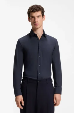 Slim-fit shirt in performance-stretch jersey