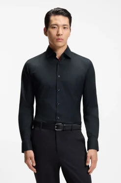 Slim-fit shirt in performance-stretch twill