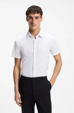 Slim-fit shirt in performance-stretch jersey
