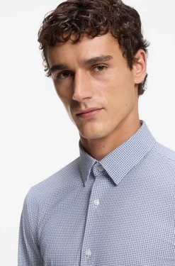 Slim-fit shirt in printed performance-stretch jersey