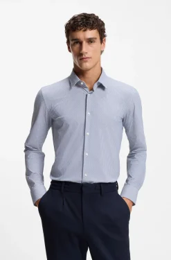 Slim-fit shirt in printed performance-stretch jersey