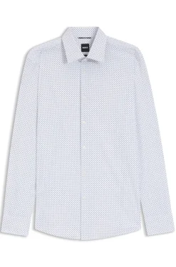 Slim-fit shirt in printed performance-stretch fabric
