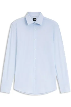 Slim-fit shirt in printed performance-stretch jersey