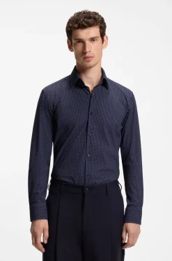 Slim-fit shirt in printed performance-stretch fabric