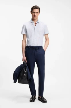 Slim-fit shirt in printed performance-stretch jersey