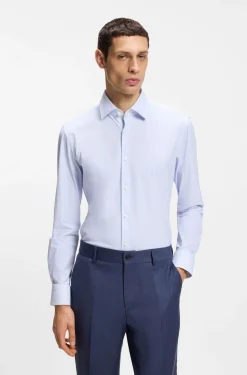 Slim-fit shirt in printed performance-stretch jersey