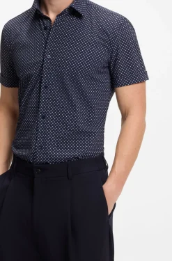 Slim-fit shirt in printed performance-stretch jersey