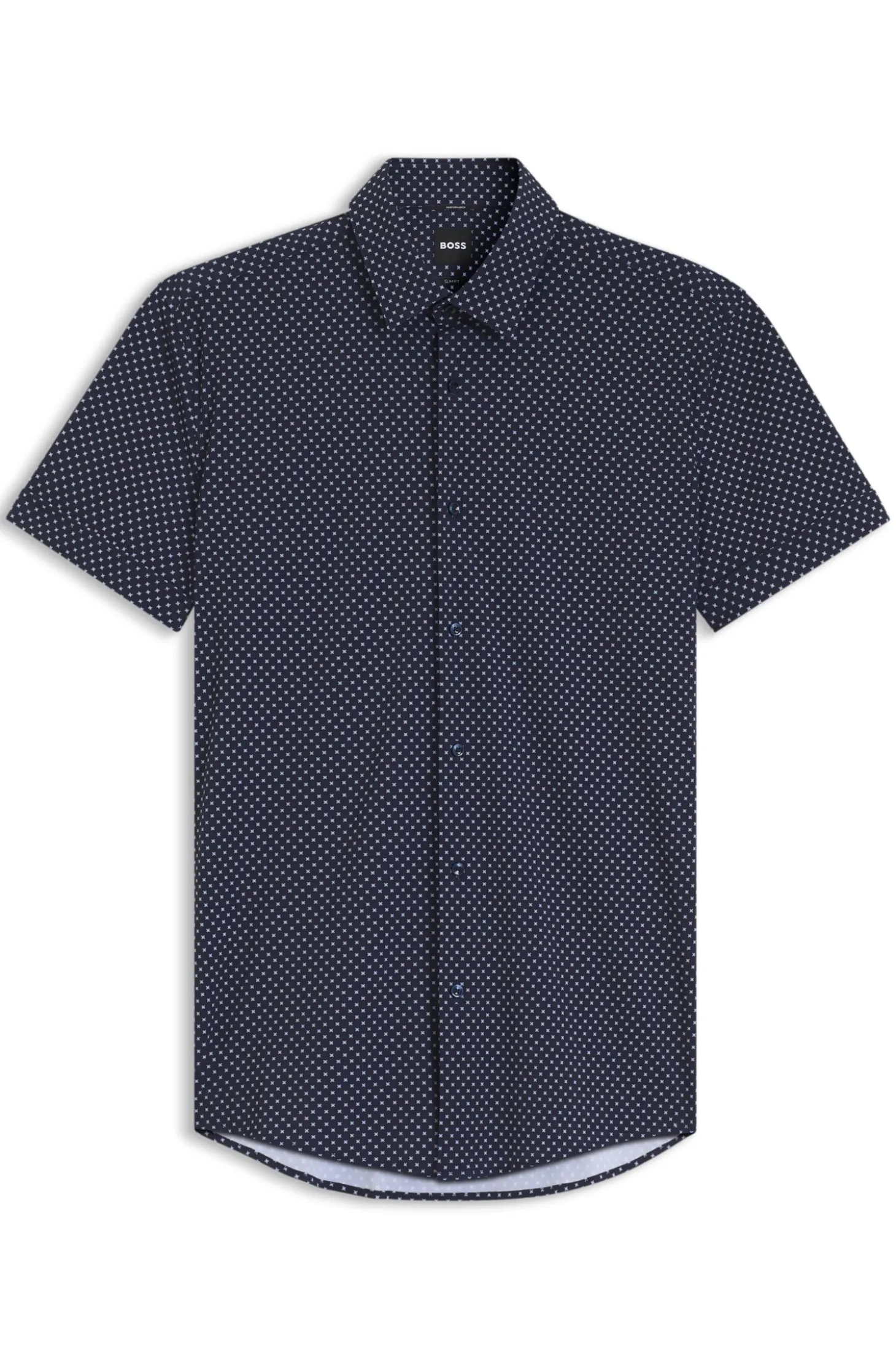 Slim-fit shirt in printed performance-stretch jersey