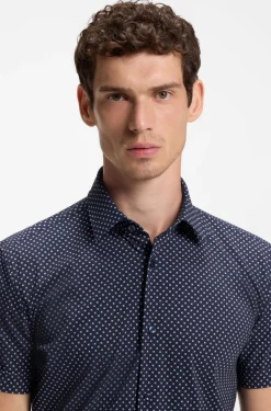 Slim-fit shirt in printed performance-stretch jersey