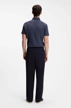 Slim-fit shirt in printed performance-stretch jersey